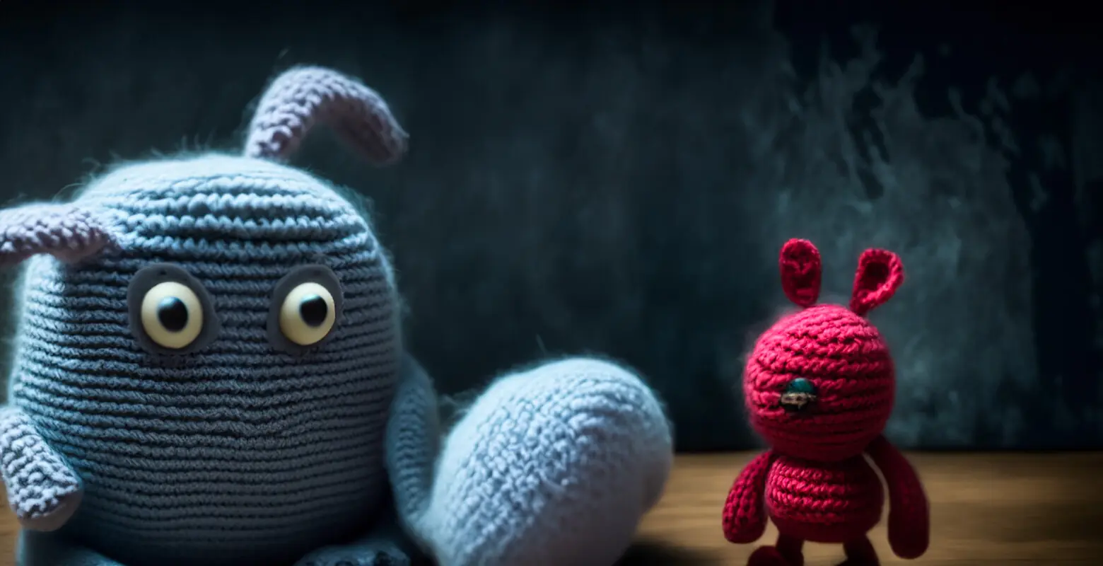 AI-gegenereerde afbeelding van monster en konijn