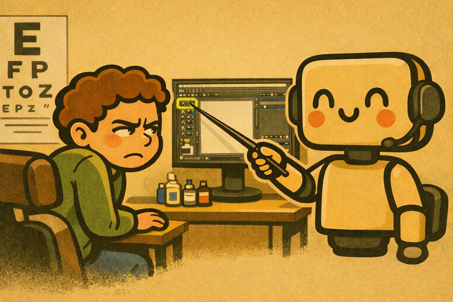 Oogdokter Claude aan het werk