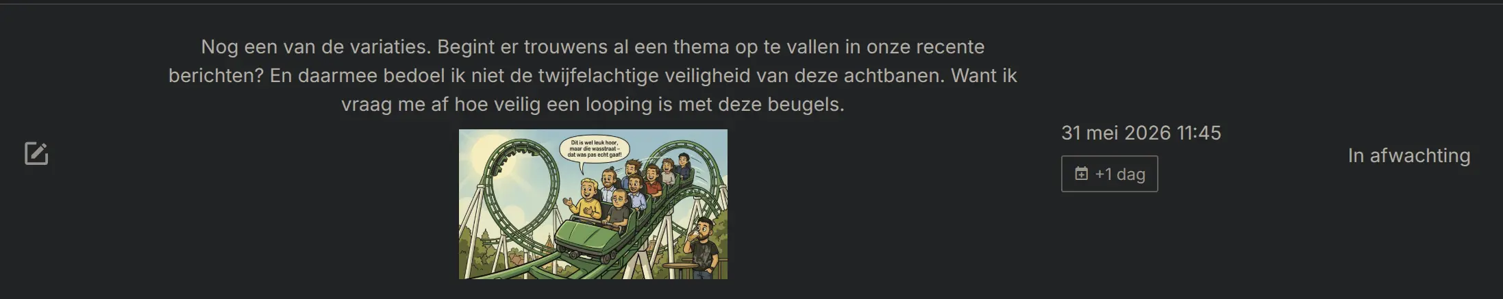 Een rij in het CMS met een datumveld en een nieuwe +1 dag-knop ernaast