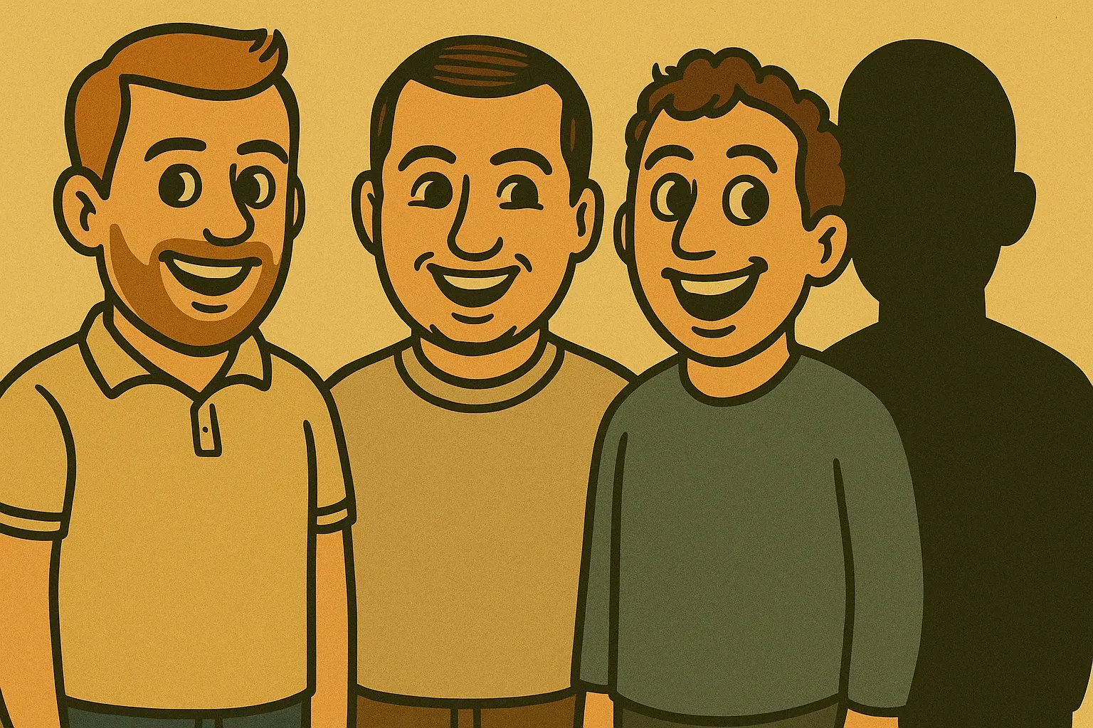 Het bloemen-voor-je-vrouw-team: Henk, Remco, Mark en Jeffrey (geanonimiseerd).