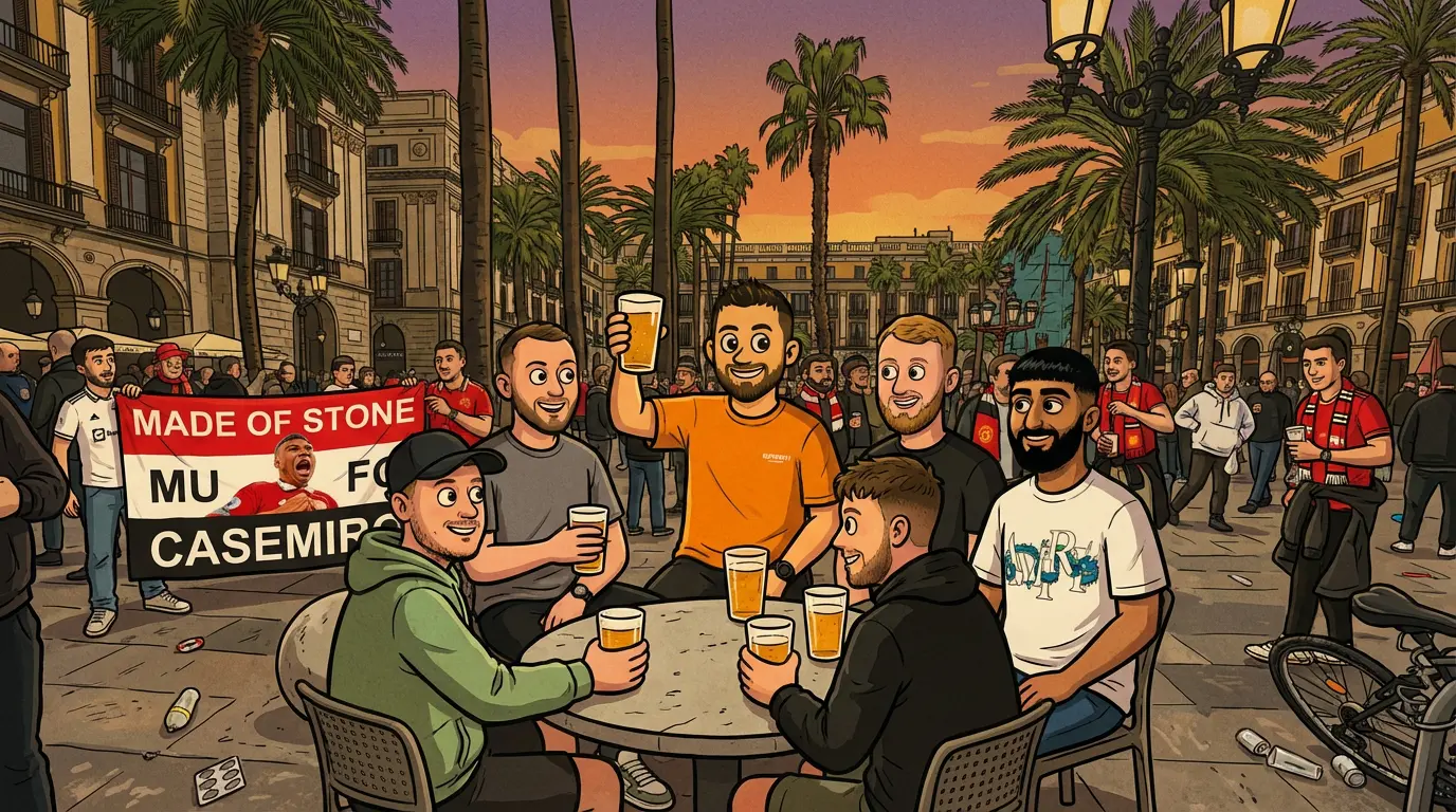 Illustratie van een biertje op een terras in de Spaanse zon