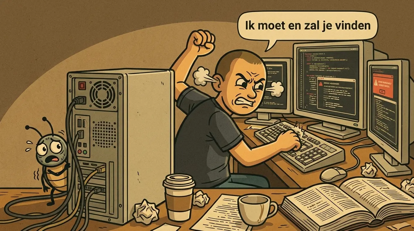 Jeroen op jacht naar bugs
