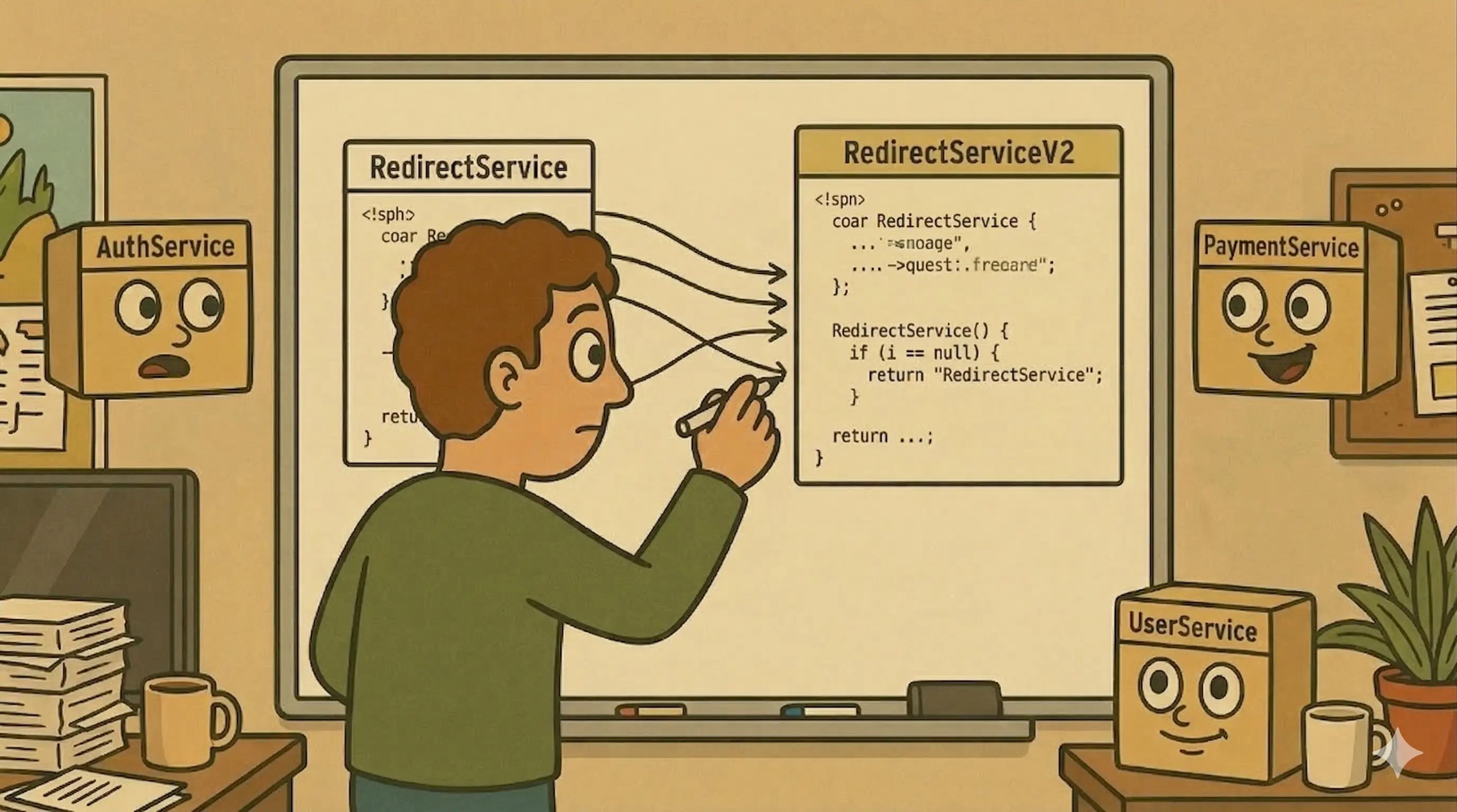Verschillende services die allemaal herschreven willen worden naar V2